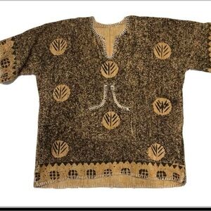 Moroccan Style Handcrafted Caftan Tunic Top Anorak Shirt Sz S/M